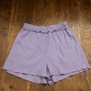 purple knit shorts